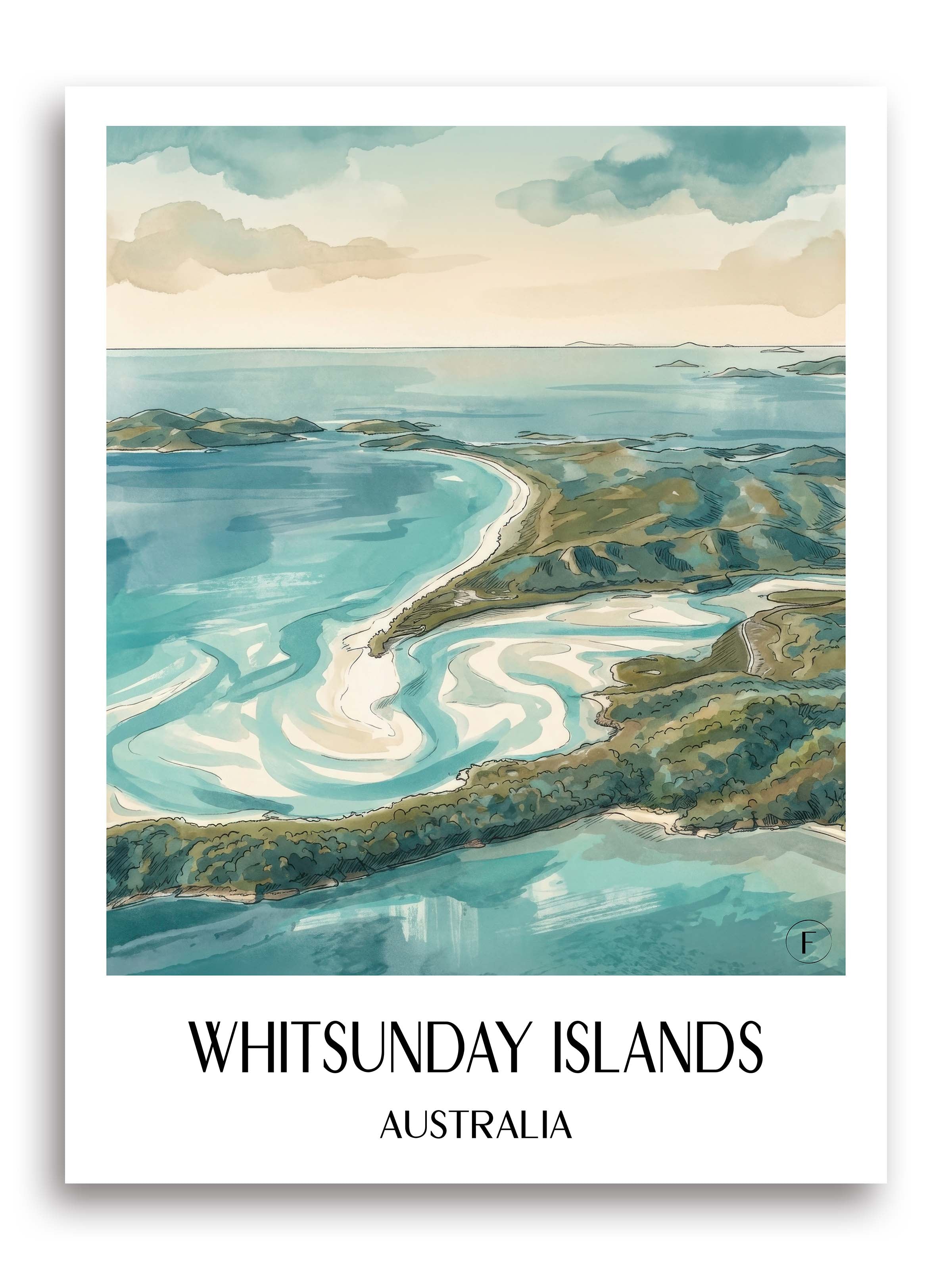 Whitsunday Inseln Poster - Australien Kunstdruck - Aquarell von A4 bis A1 - favplace