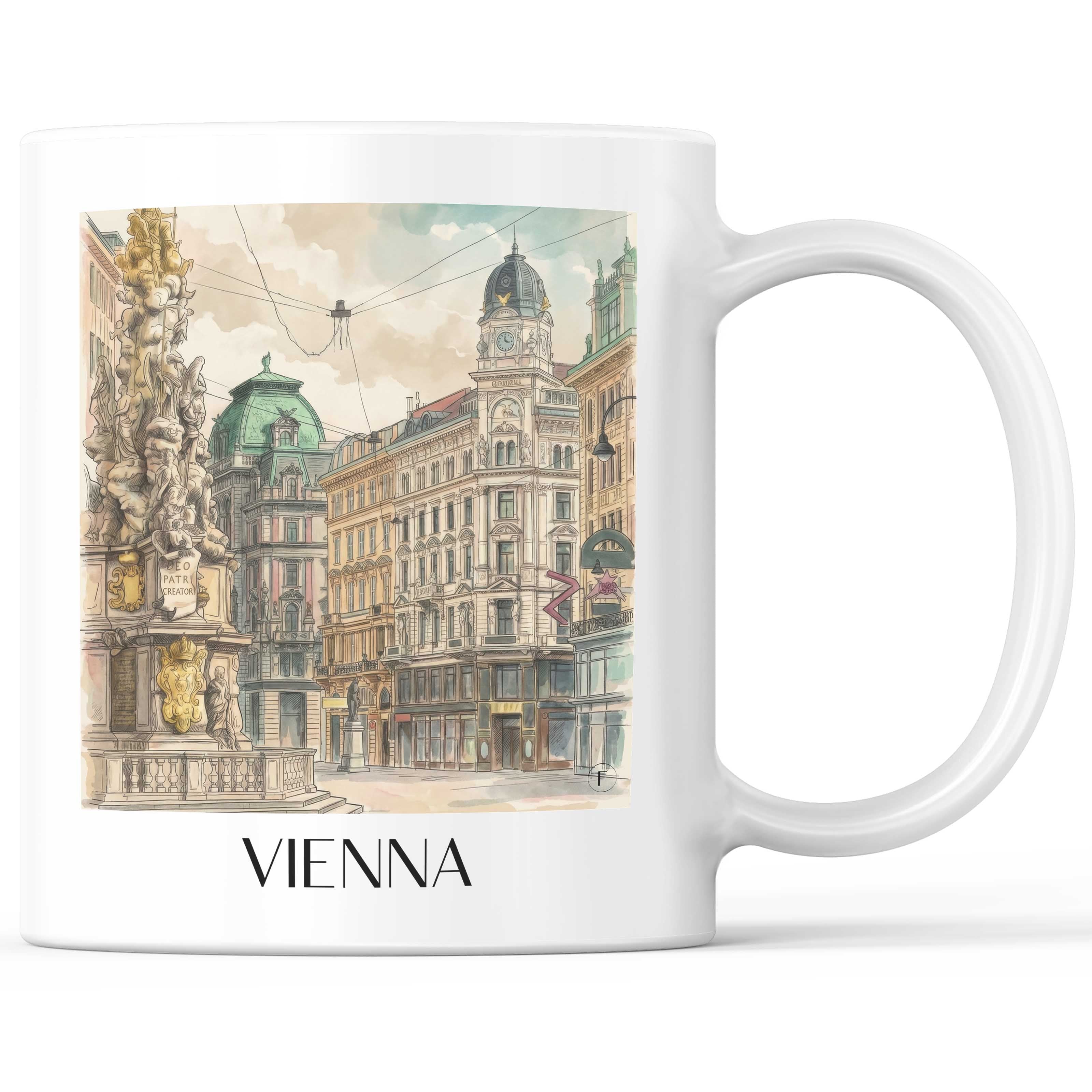 Wien Kaffeebecher - Österreich - Österreich Becher - Kaffeetasse im Aquarell Stil - favplace