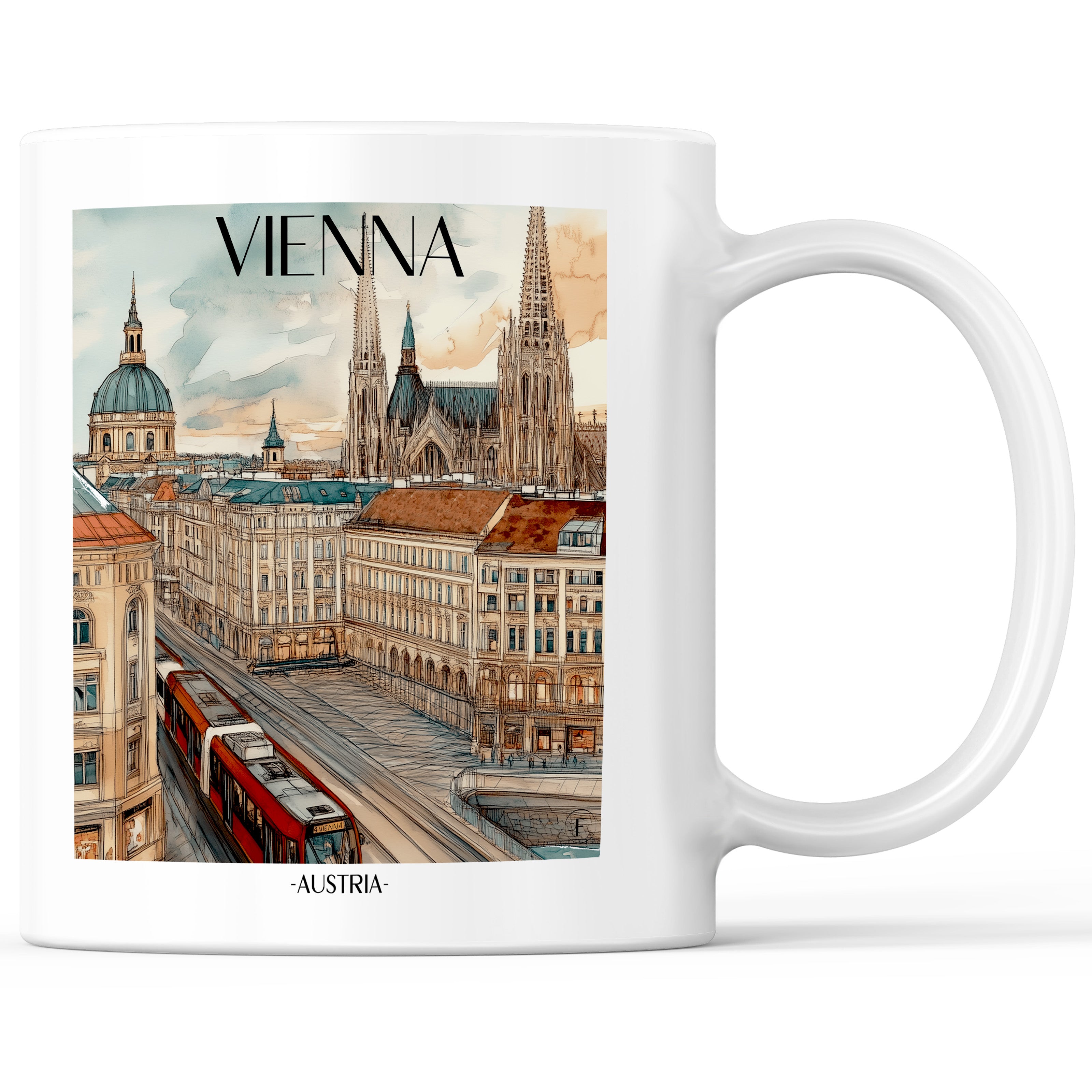 Wien - Österreich Becher - Kaffeetasse im Aquarell Stil - favplace