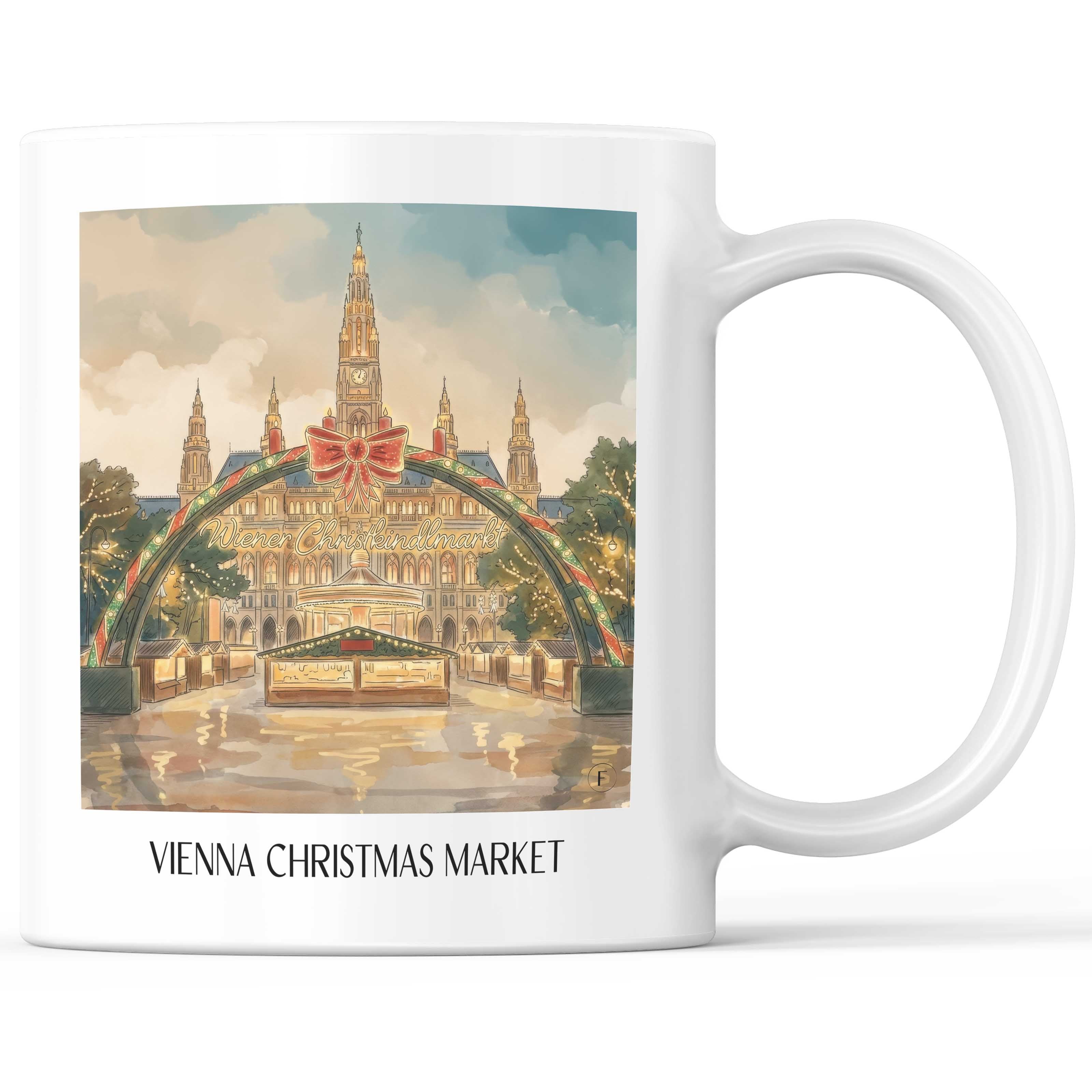 Wiener Christkindlmarkt Kaffeebecher - Österreich - Österreich Becher - Kaffeetasse im Aquarell Stil - favplace