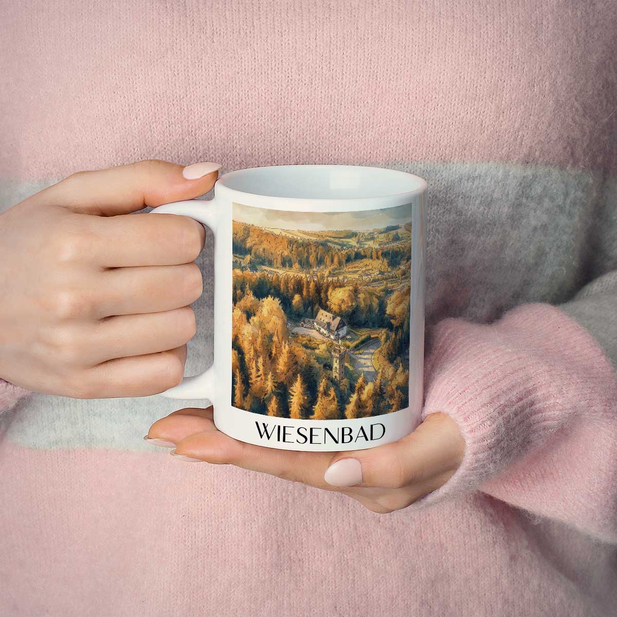 wiesenbad-erzgebirge-deutschland-kaffeebecher-aquarell