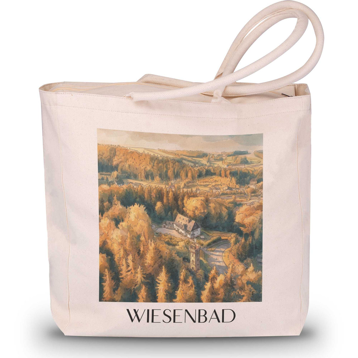 wiesenbad-erzgebirge-deutschland-einkaufstasche-aquarell