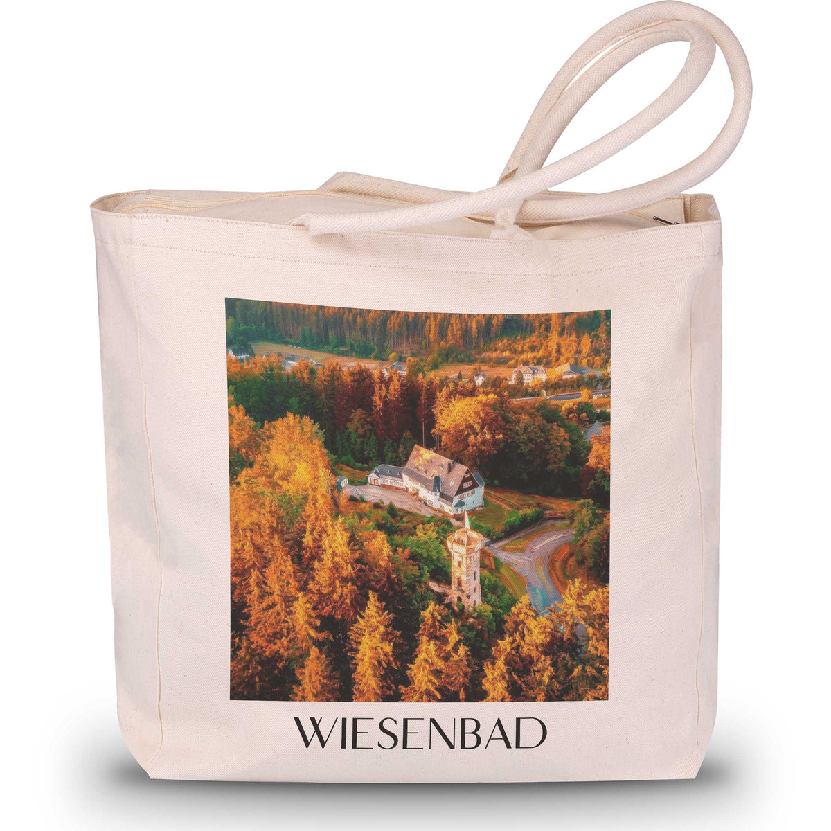 Wiesenbad Shopping Tasche - Erzgebirge - Deutschland Tote Bag - Einkaufstasche im Ölgemälde Stil - favplace
