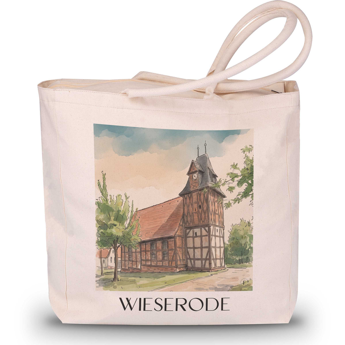 wieserode-harzvorland-deutschland-einkaufstasche-aquarell