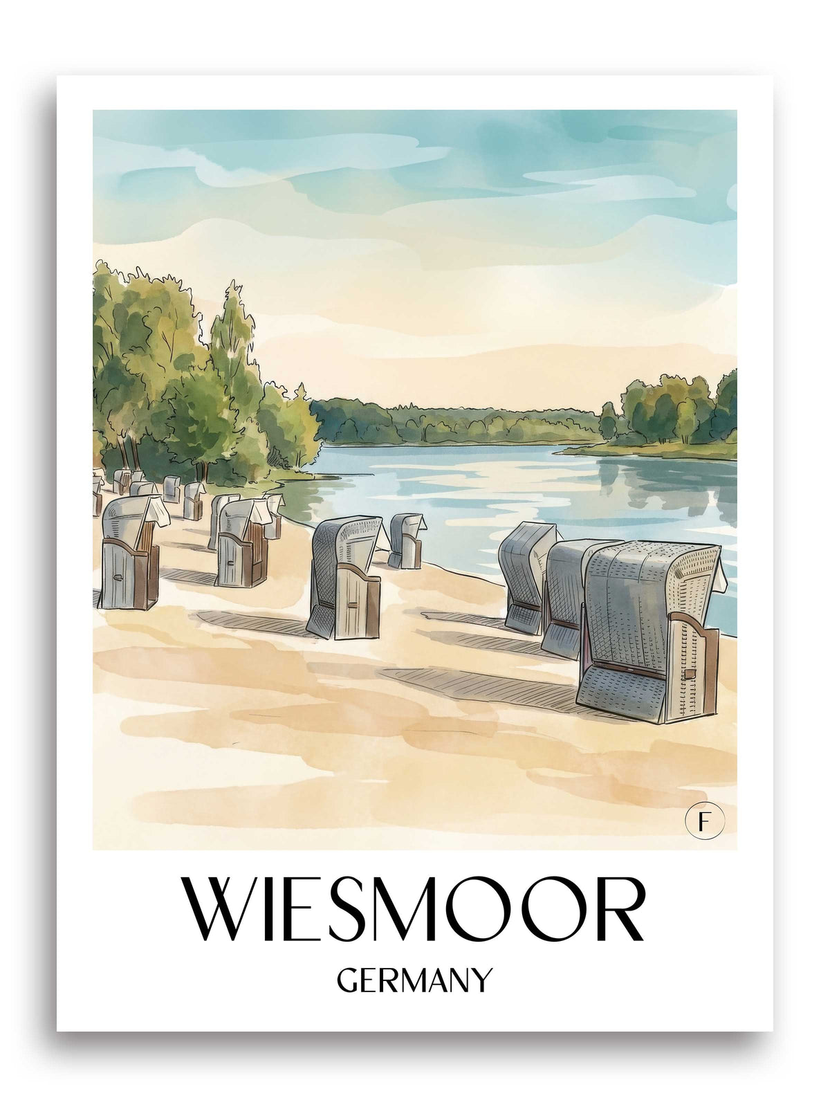 Wiesmoor Poster - Ostfriesland - Deutschland Kunstdruck - Aquarell von A4 bis A1 - favplace