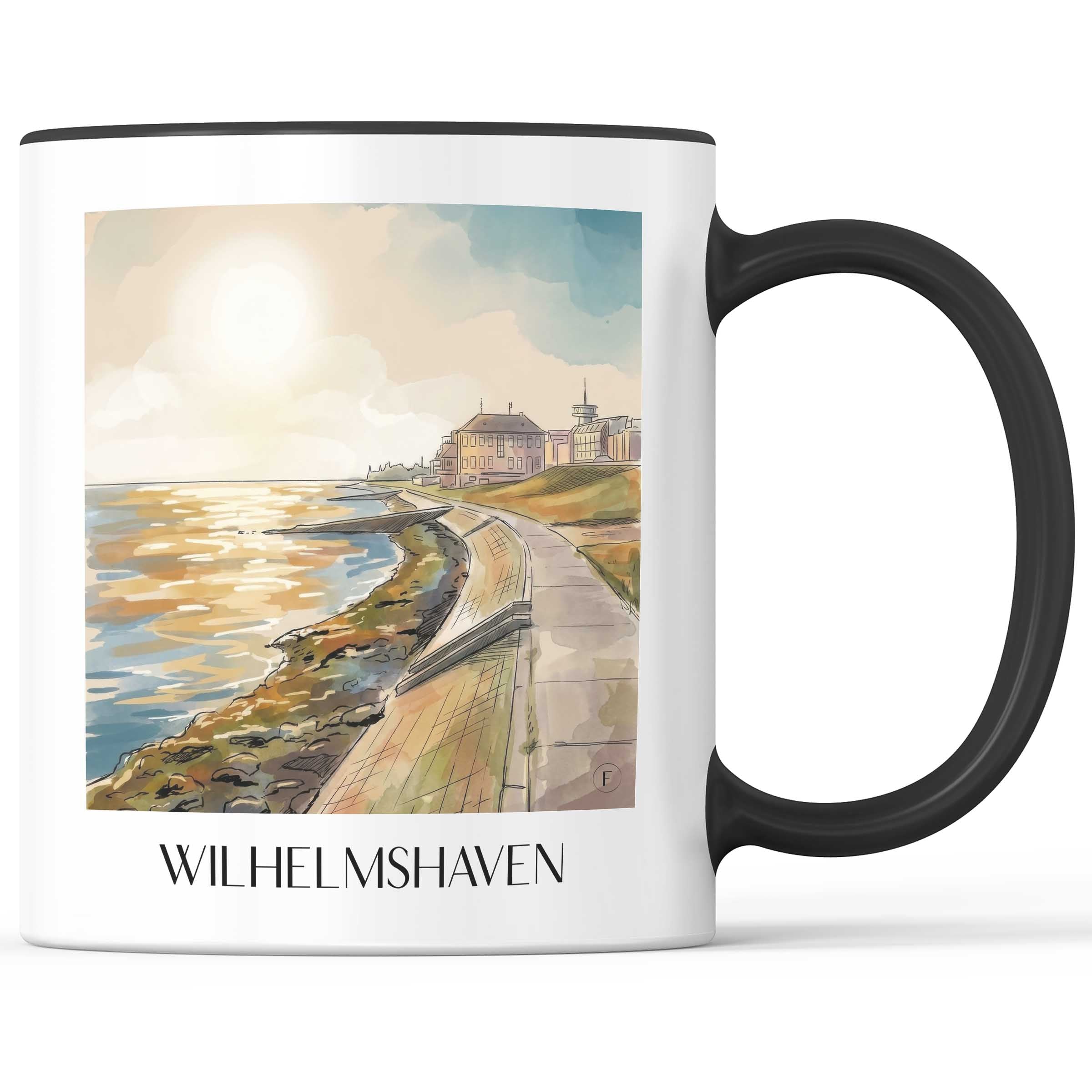 Wilhelmshaven Kaffeebecher - Oldenburger Friesland - Deutschland Becher - Kaffeetasse im Aquarell Stil - favplace
