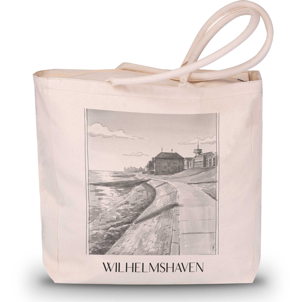 Wilhelmshaven Shopping Tasche - Oldenburger Friesland - Deutschland Tote Bag - Einkaufstasche im Aquarell Schwarz-Weiß Stil - favplace