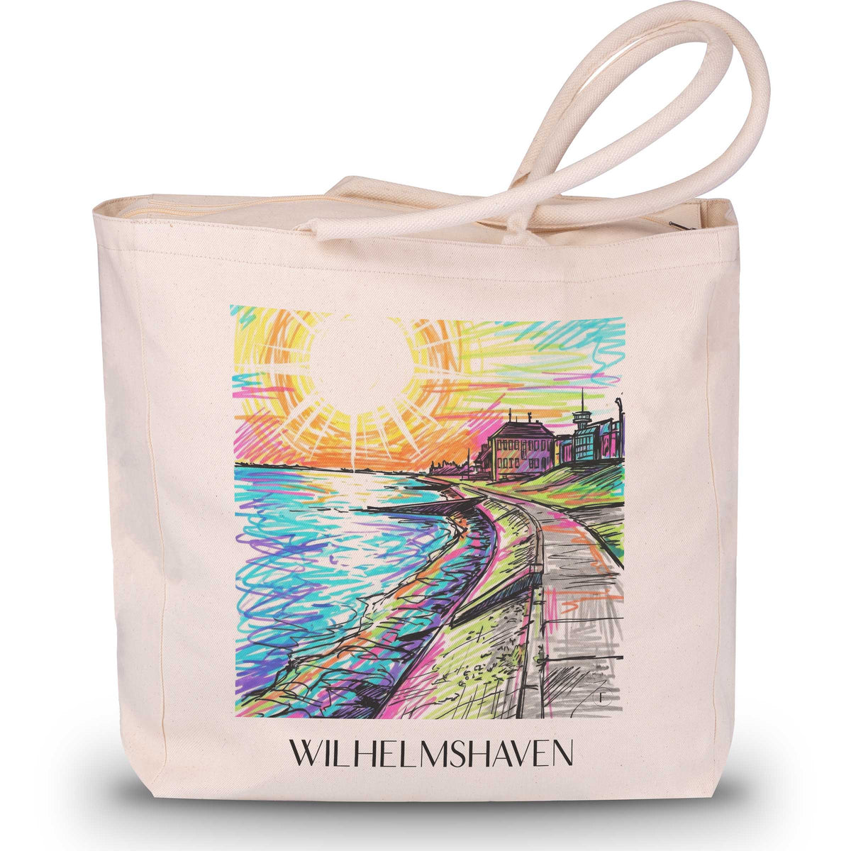 Wilhelmshaven Shopping Tasche - Oldenburger Friesland - Deutschland Tote Bag - Einkaufstasche im Tag Graffiti Stil - favplace