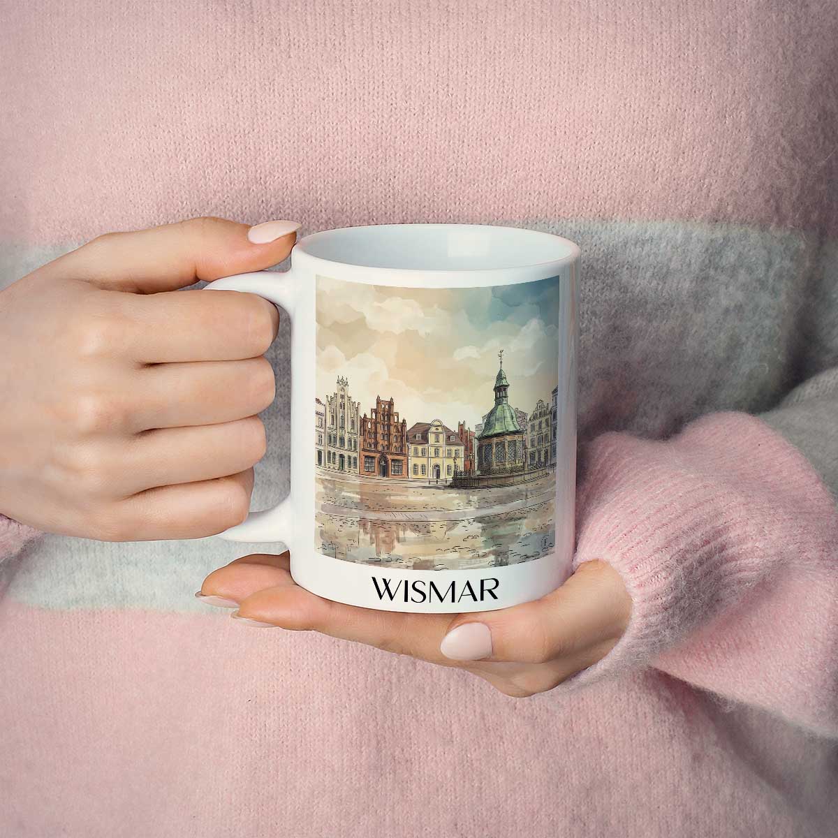 wismar-mecklenburg-deutschland-kaffeebecher-aquarell