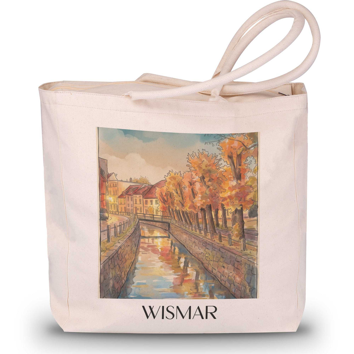 wismar-(bei-nacht)-mecklenburg-deutschland-einkaufstasche-aquarell