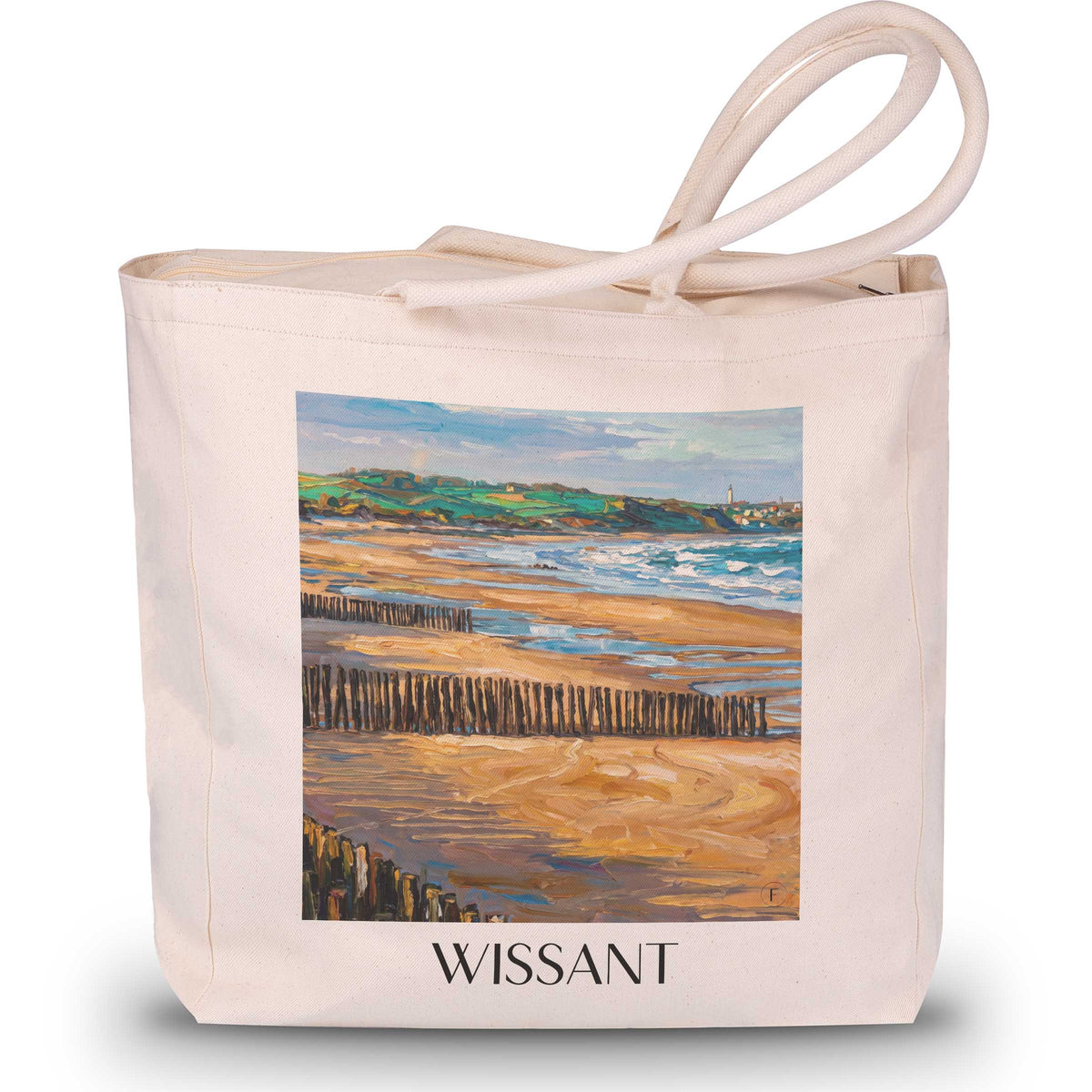 wissant-côte-d'opale-frankreich-einkaufstasche-oil-painting-oelgemaelde