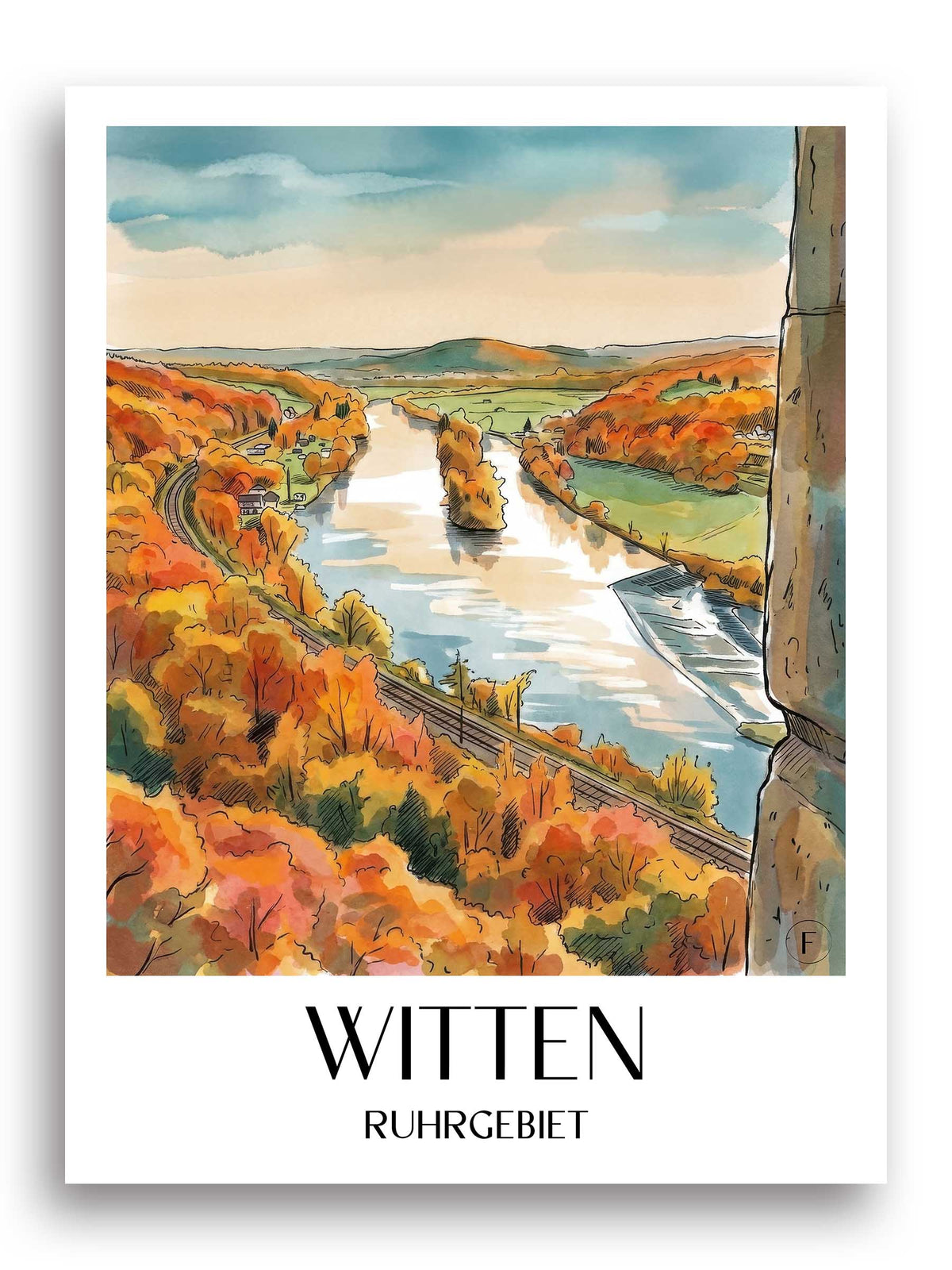 witten-ruhrgebiet-deutschland-poster-aquarell