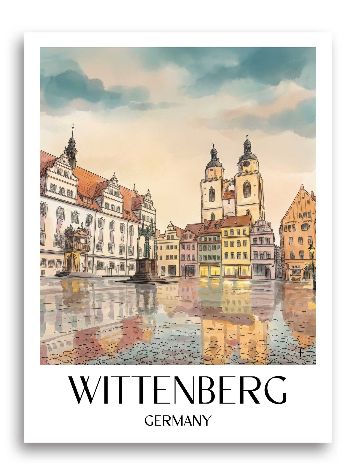 Wittenberg Poster - Elbe - Deutschland Kunstdruck - Aquarell von A4 bis A1 - favplace