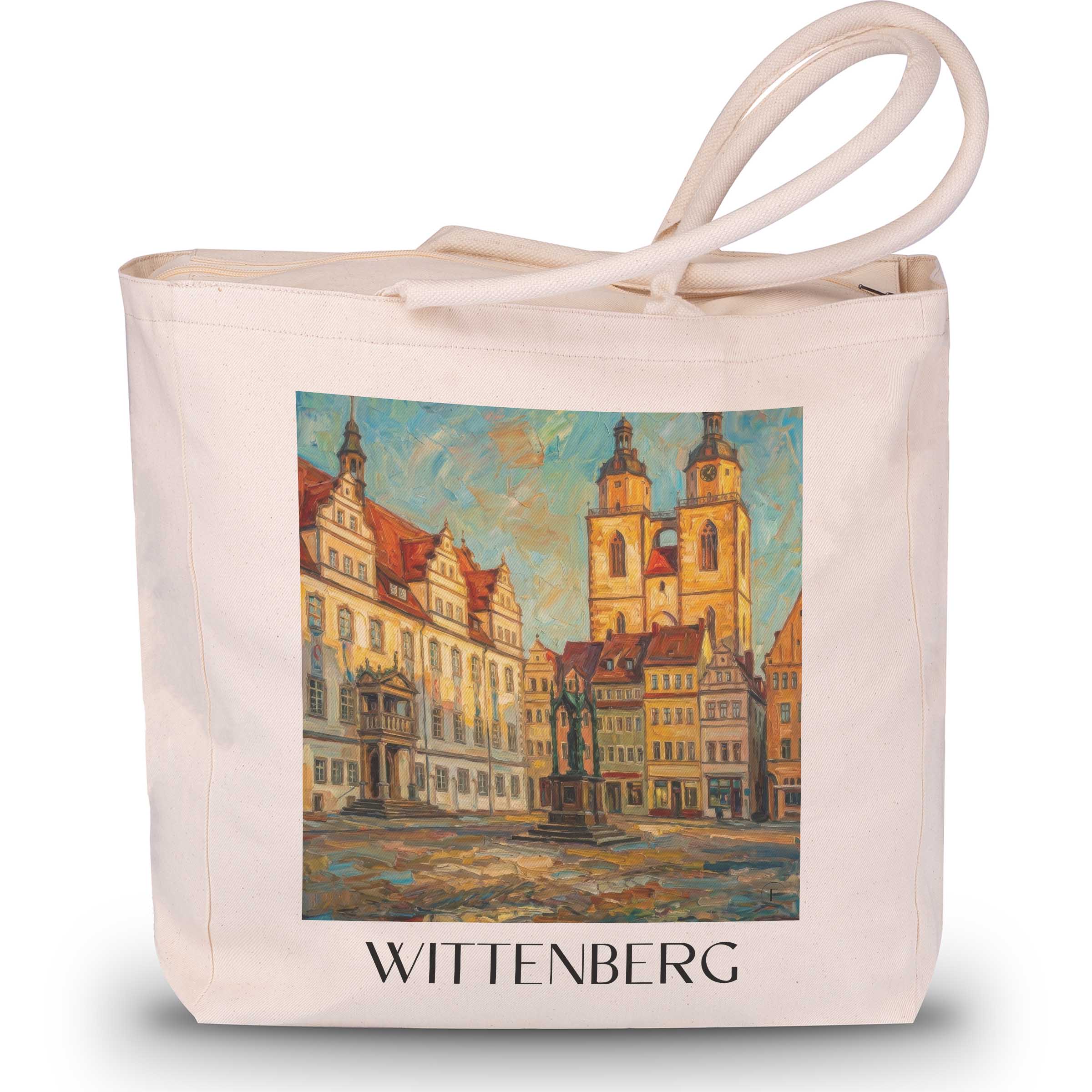 wittenberg-elbe-deutschland-einkaufstasche-oil-painting-oelgemaelde