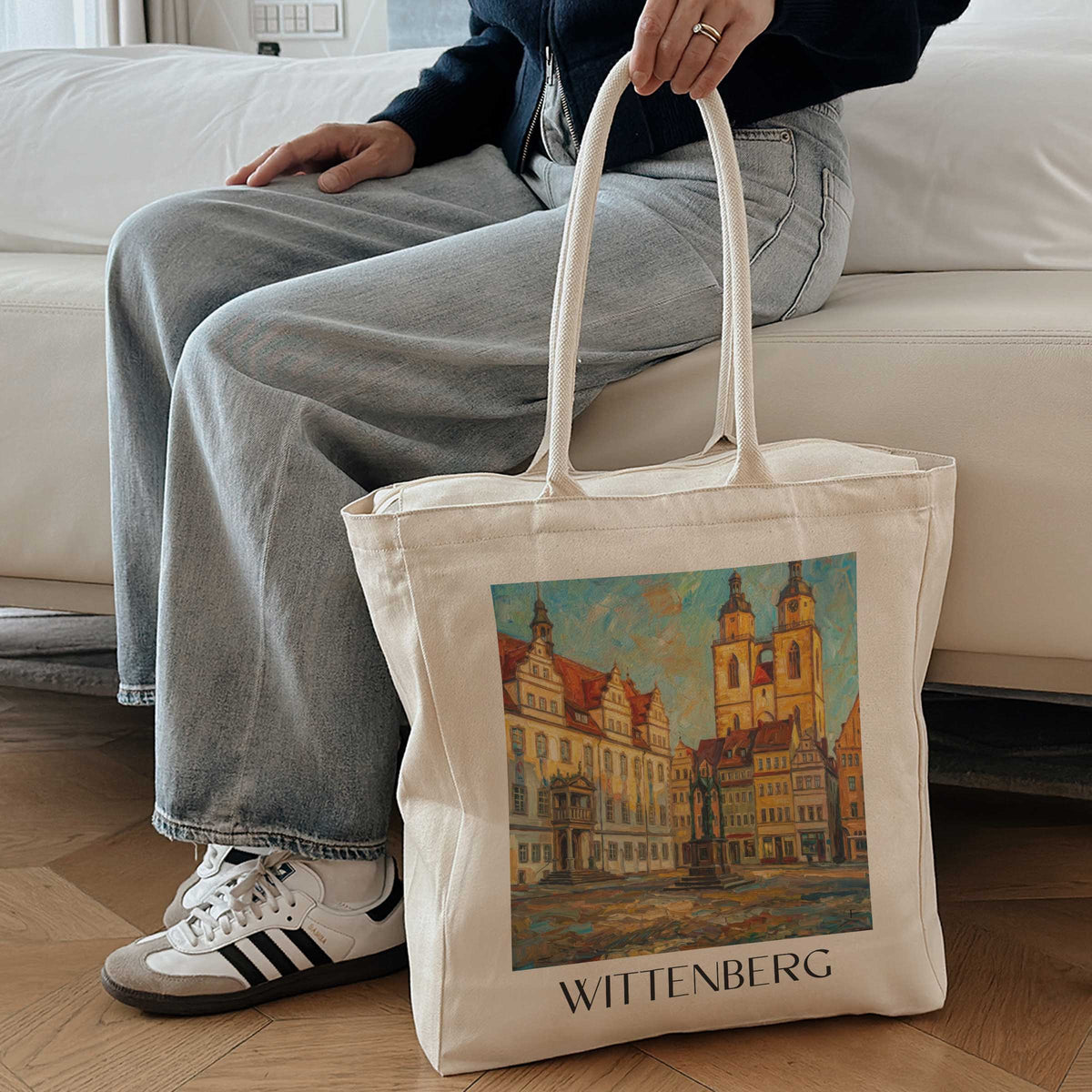 wittenberg-elbe-deutschland-einkaufstasche-oil-painting-oelgemaelde