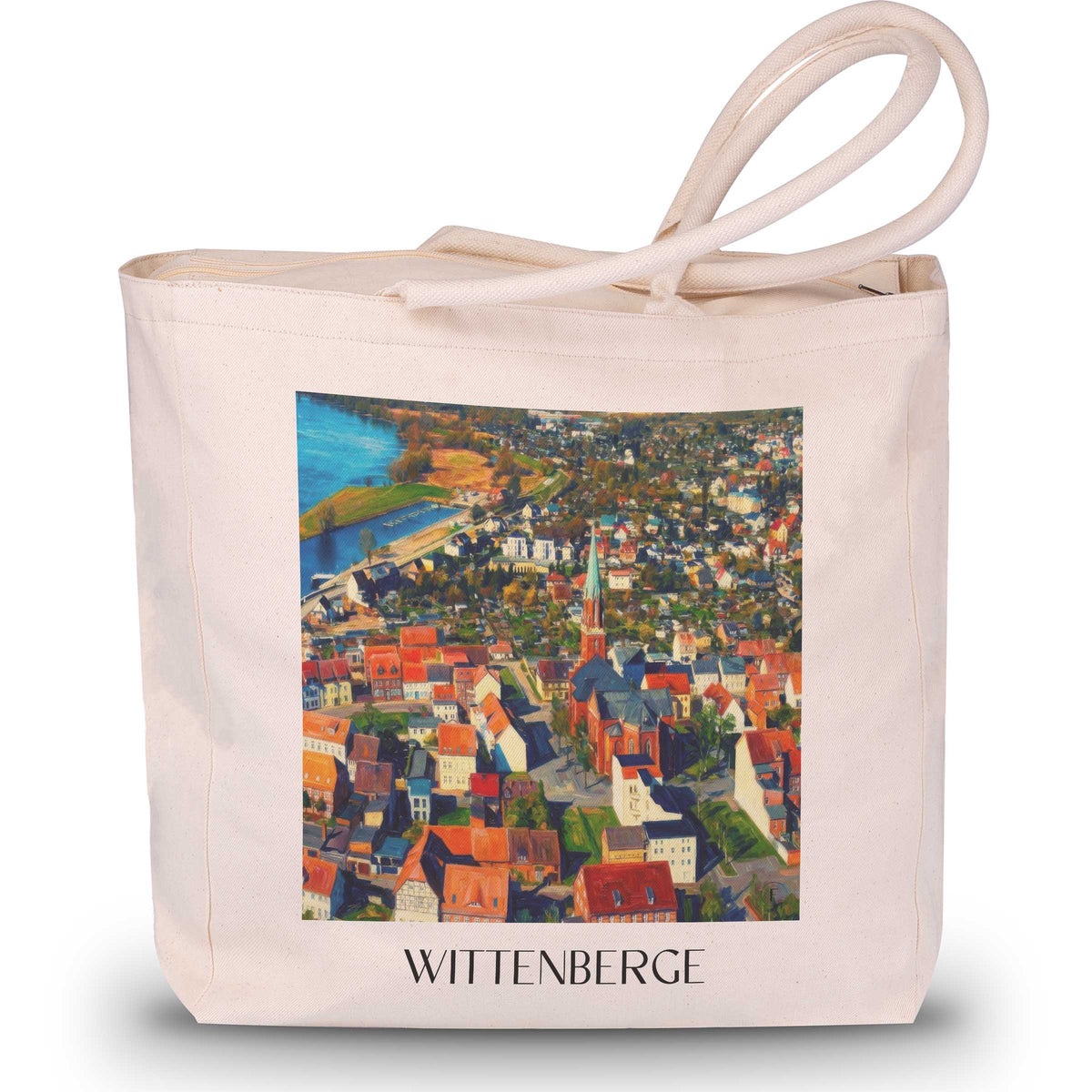 Wittenberge Shopping Tasche - Prignitz - Deutschland Tote Bag - Einkaufstasche im Ölgemälde Stil - favplace