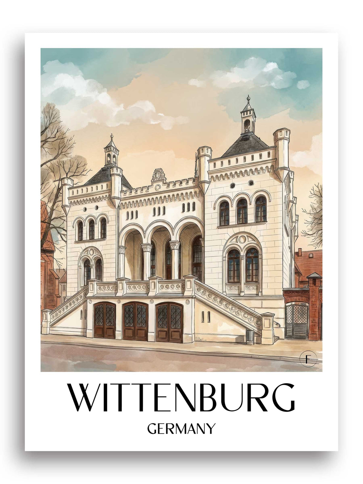 Wittenburg Poster - Mecklenburg - Deutschland Kunstdruck - Aquarell von A4 bis A1 - favplace