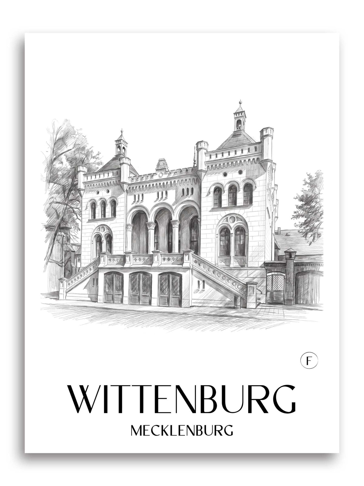 Wittenburg Poster - Mecklenburg - Deutschland Kunstdruck - Zeichnung von A4 bis A1 - favplace