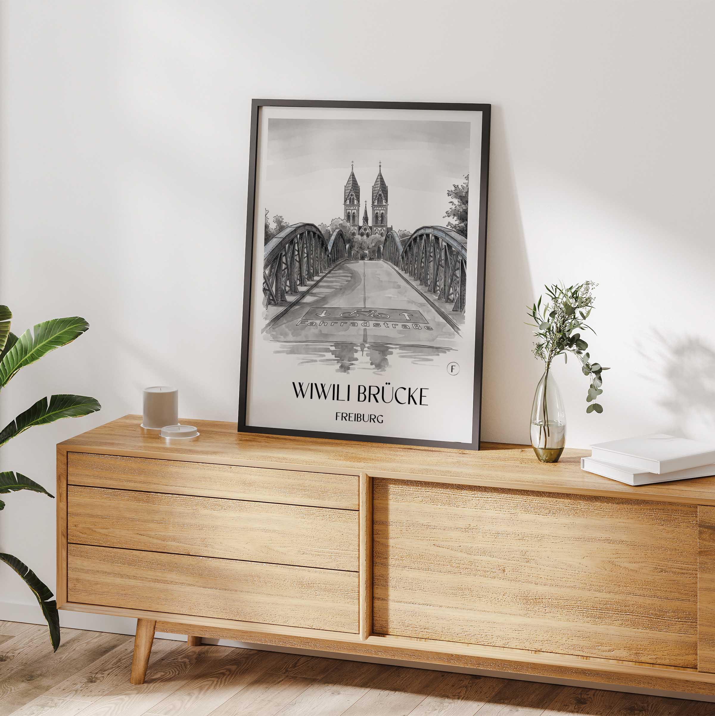 wiwili-brücke-freiburg-deutschland-poster-aquarell-schwarz-weiss