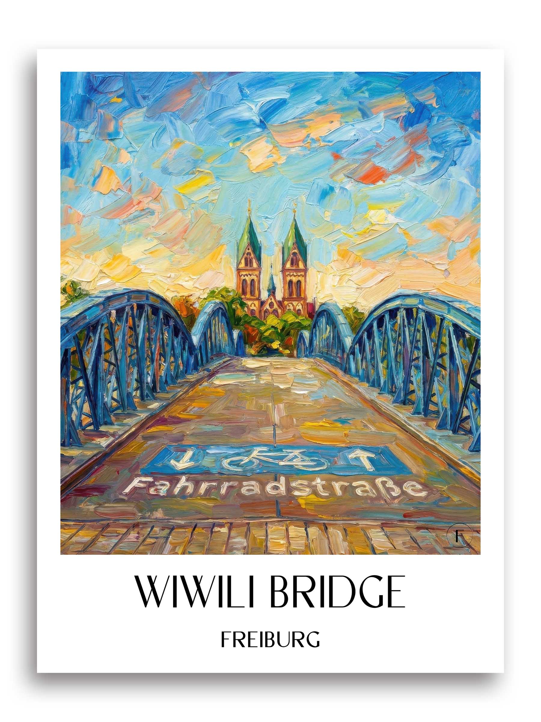 Wiwili Brücke Poster - Freiburg - Deutschland Kunstdruck - Ölgemälde von A4 bis A1 - favplace