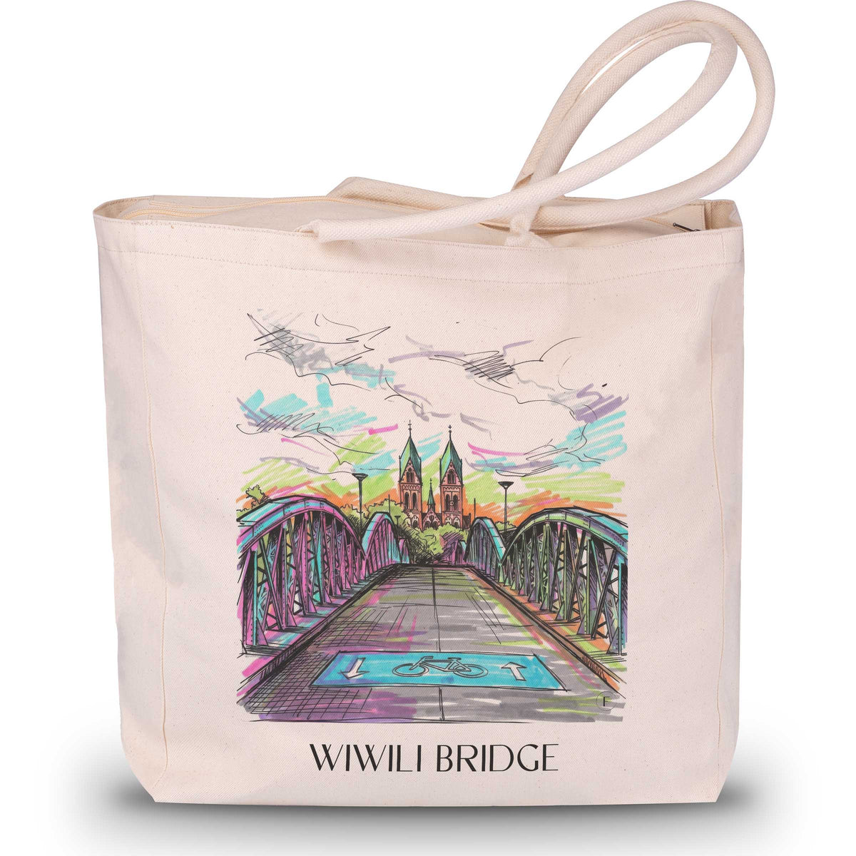 Wiwili Brücke Shopping Tasche - Freiburg - Deutschland Tote Bag - Einkaufstasche im Tag Graffiti Stil - favplace
