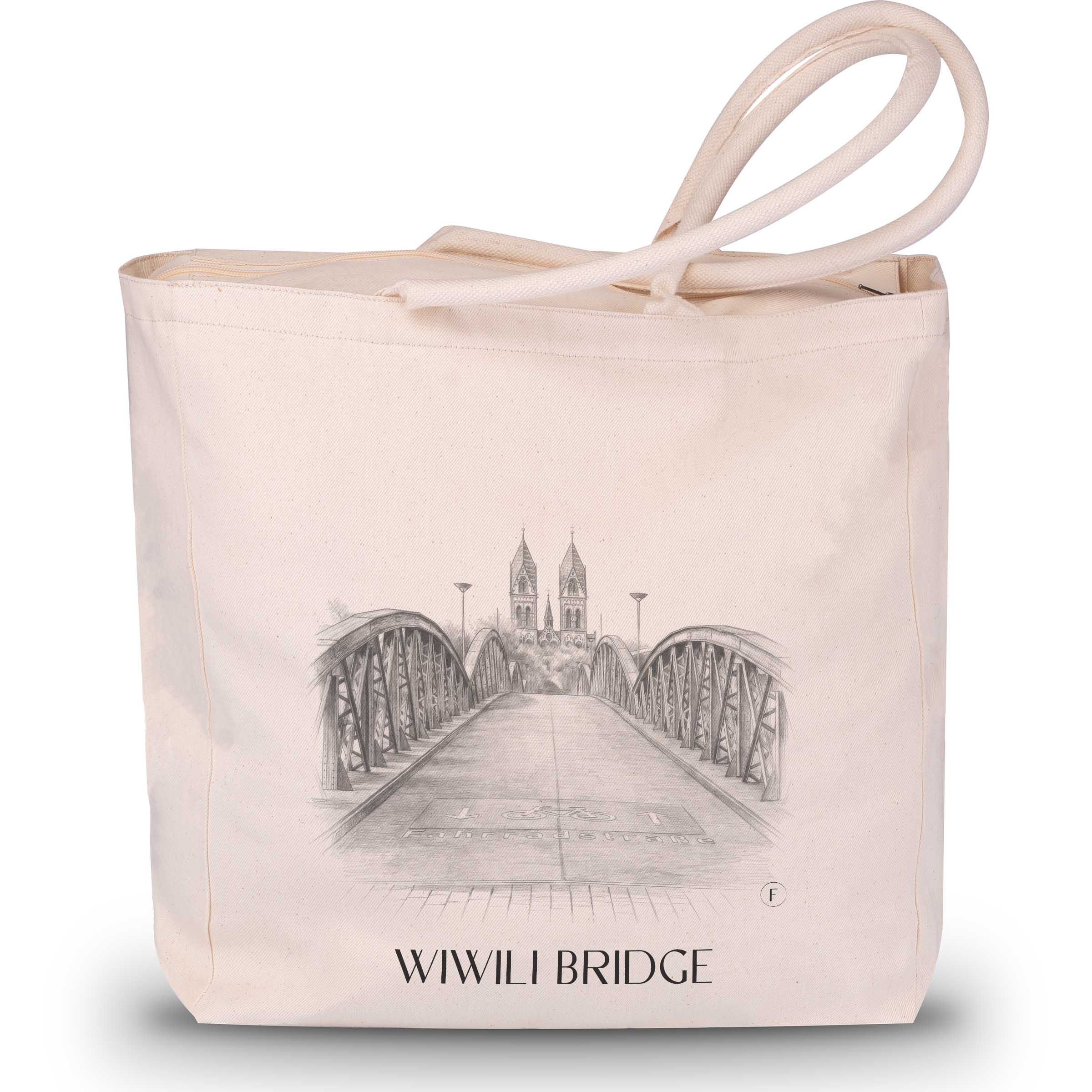 Wiwili Brücke Shopping Tasche - Freiburg - Deutschland Tote Bag - Einkaufstasche im Zeichnung Stil
