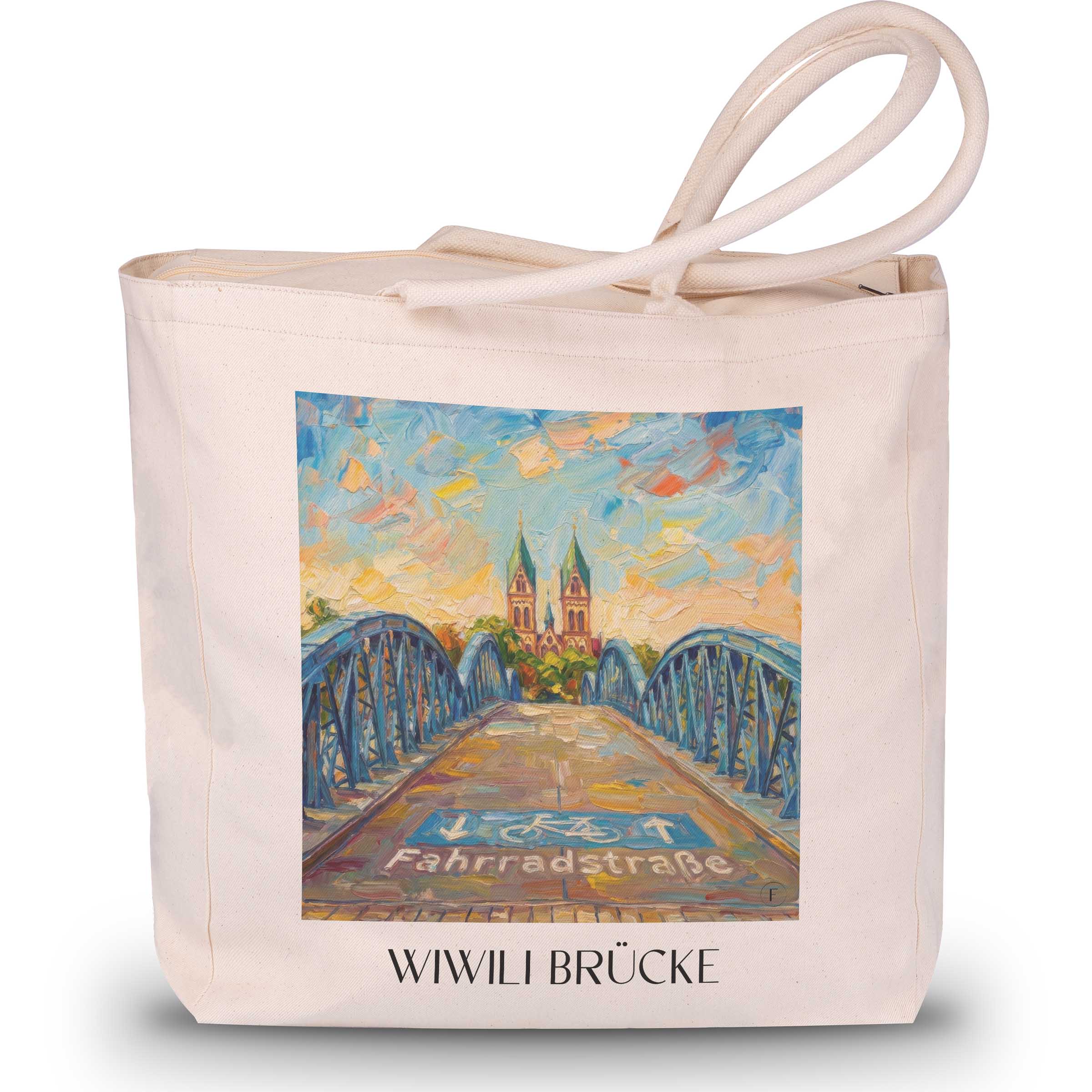 wiwili-brücke-freiburg-deutschland-einkaufstasche-oil-painting-oelgemaelde