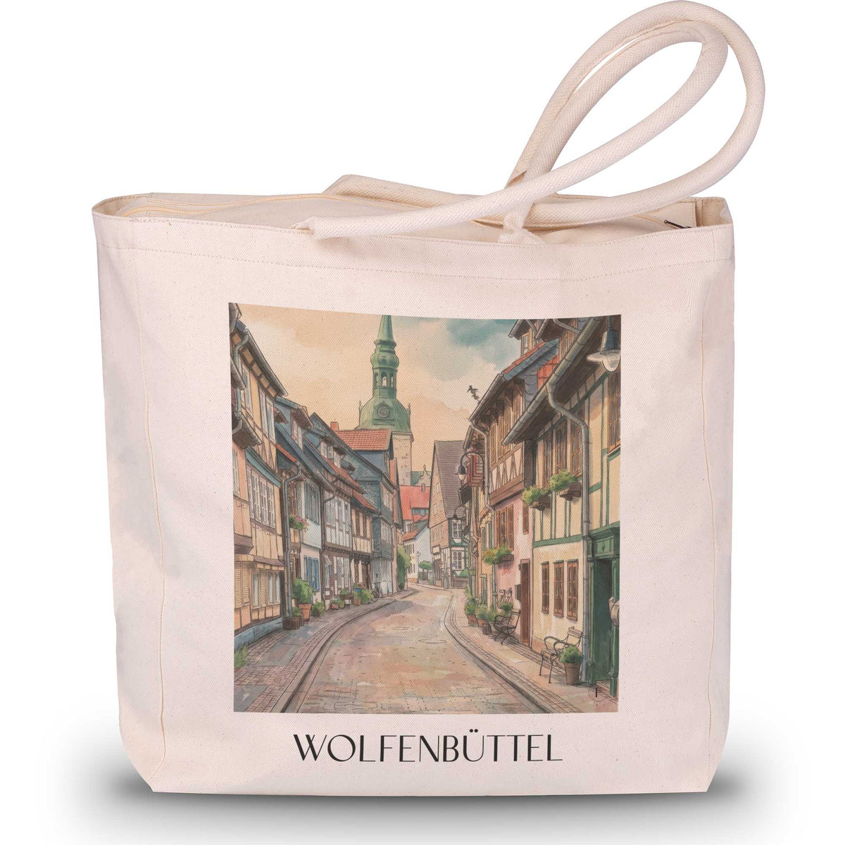Wolfenbüttel Shopping Tasche - Niedersachsen - Deutschland Tote Bag - Einkaufstasche im Aquarell Stil - favplace