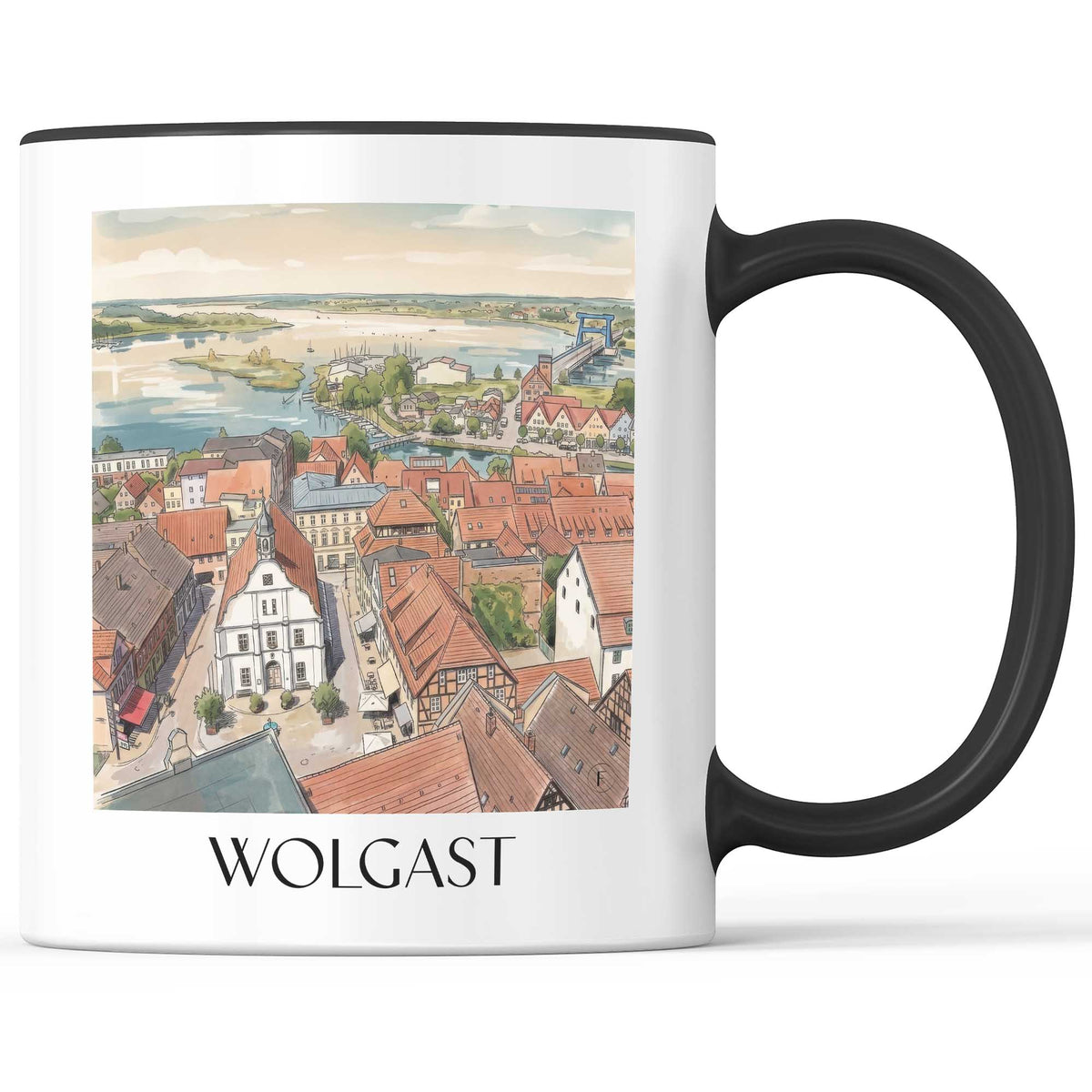 Wolgast Kaffeebecher - Mecklenburg-Vorpommern - Deutschland Becher - Kaffeetasse im Aquarell Stil - favplace