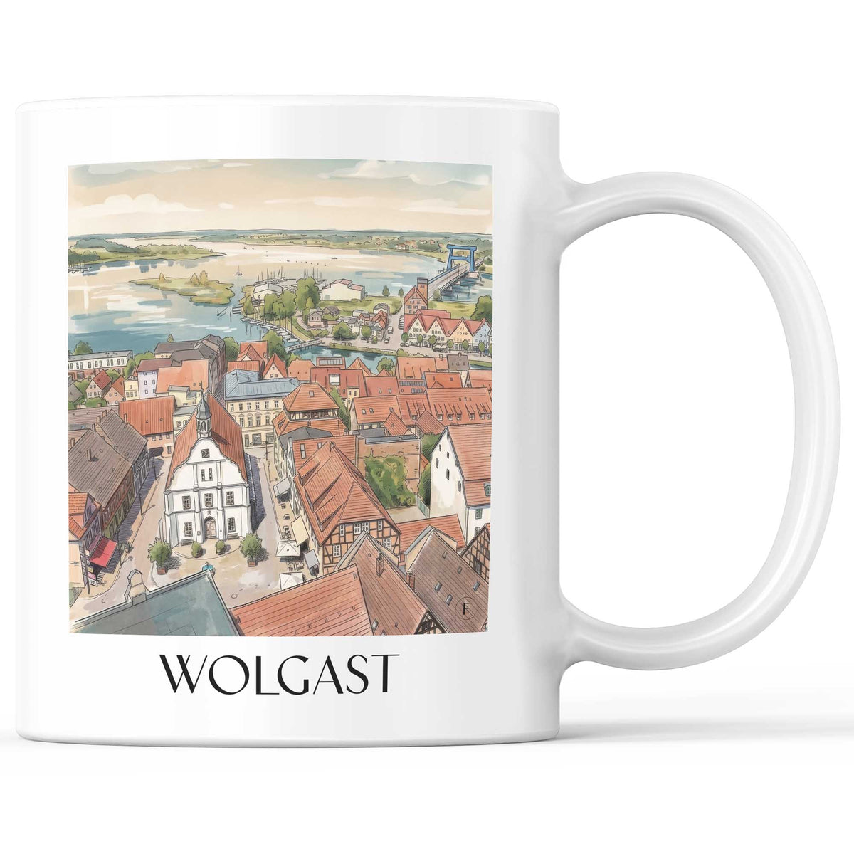 Wolgast Kaffeebecher - Mecklenburg-Vorpommern - Deutschland Becher - Kaffeetasse im Aquarell Stil - favplace