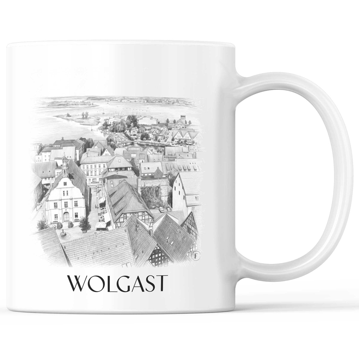 Wolgast Kaffeebecher - Mecklenburg-Vorpommern - Deutschland Becher - Kaffeetasse im Zeichnung Stil