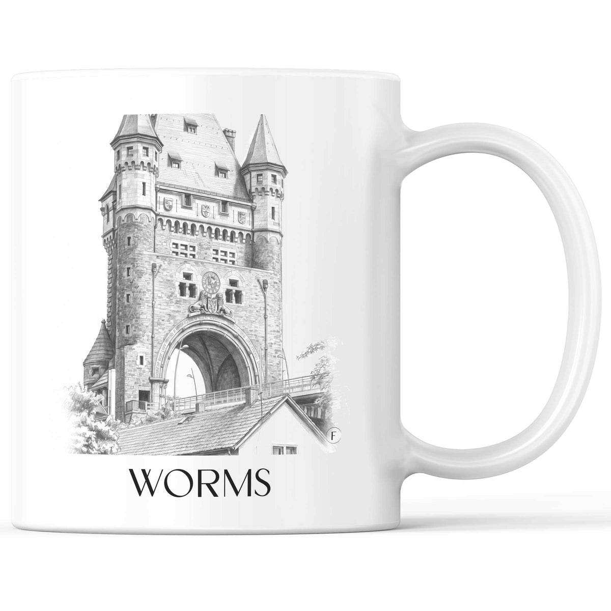 Worms Kaffeebecher - Rheinland-Pfalz - Deutschland Becher - Kaffeetasse im Zeichnung Stil