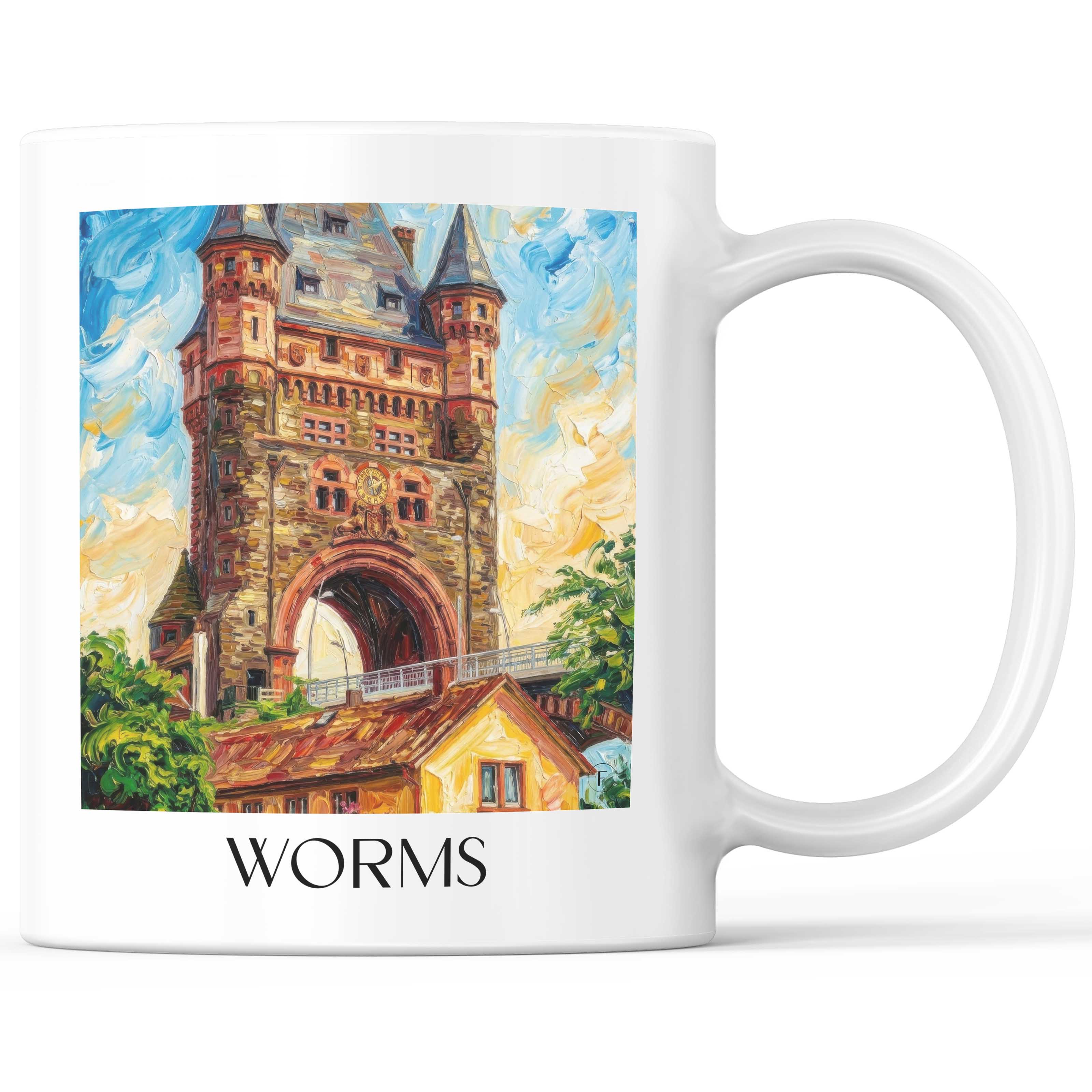 Worms Kaffeebecher - Rheinland-Pfalz - Deutschland Becher - Kaffeetasse im Ölgemälde Stil - favplace