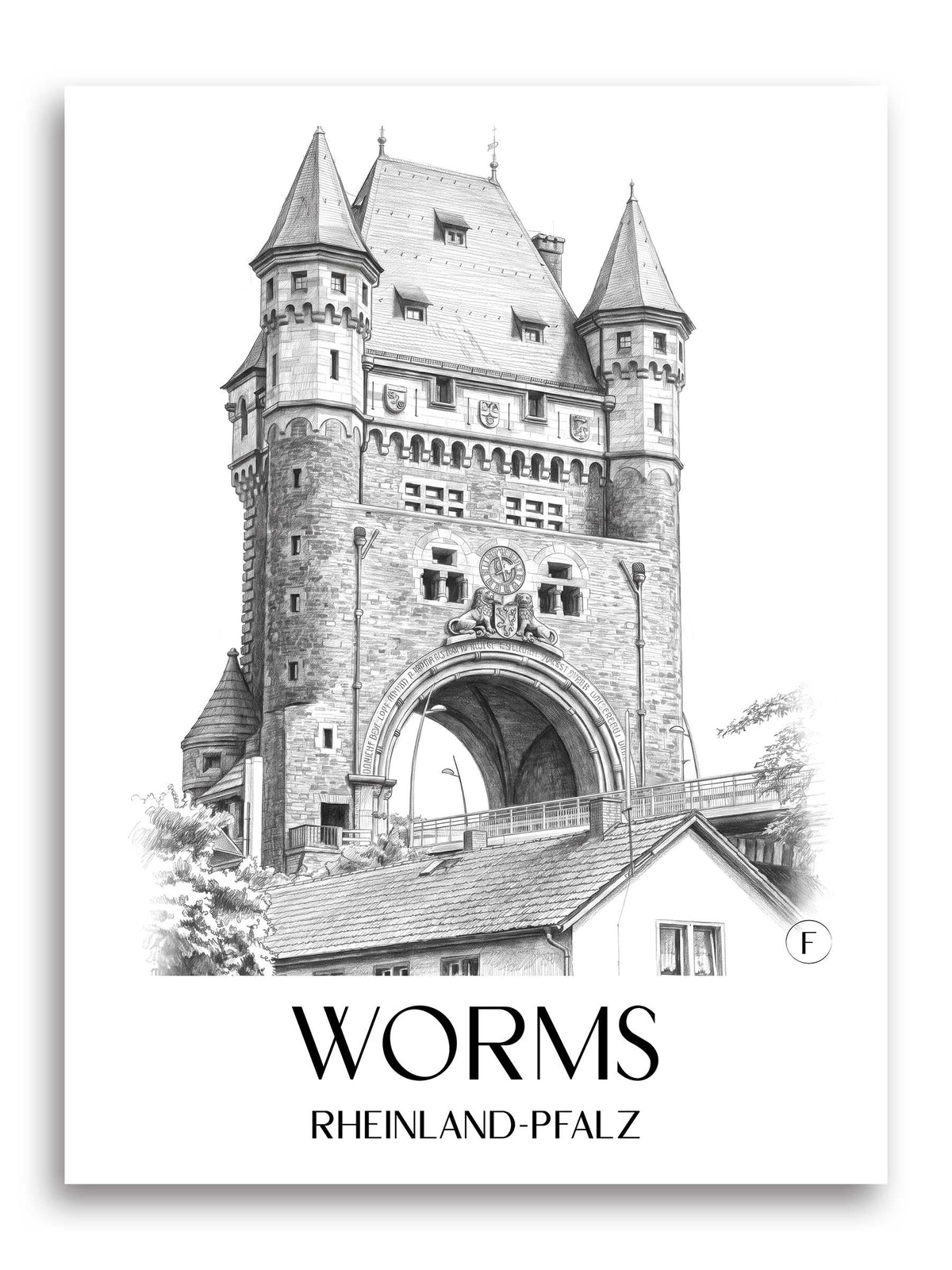 Worms Poster - Rheinland-Pfalz - Deutschland Kunstdruck - Zeichnung von A4 bis A1 - favplace