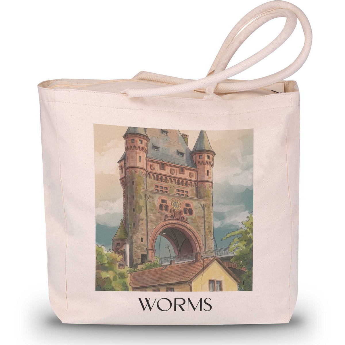 worms-rheinland-pfalz-deutschland-einkaufstasche-aquarell