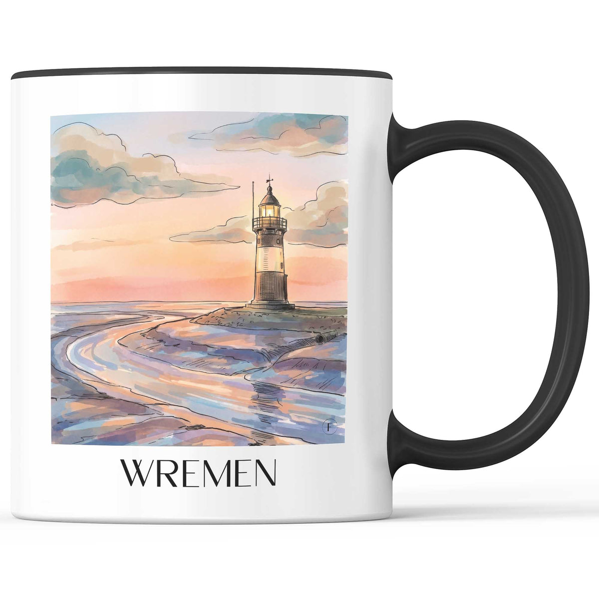 wremen-niedersachsen-deutschland-kaffeebecher-aquarell