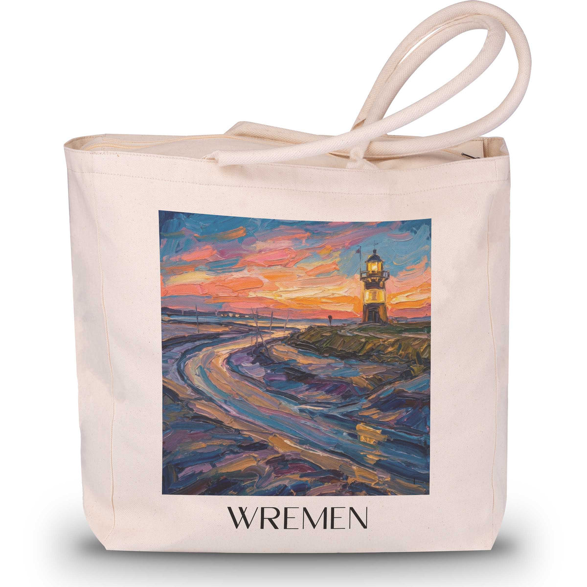 Wremen Shopping Tasche - Niedersachsen - Deutschland Tote Bag - Einkaufstasche im Ölgemälde Stil - favplace