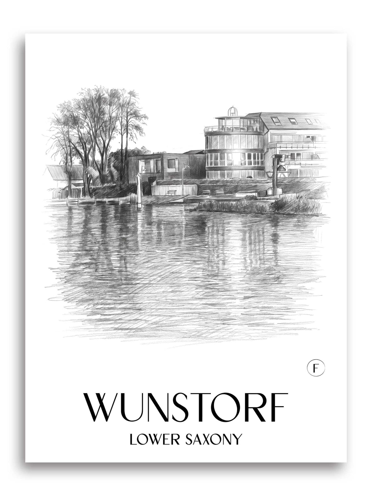 Wunstorf Poster - Niedersachsen - Deutschland Kunstdruck - Zeichnung von A4 bis A1