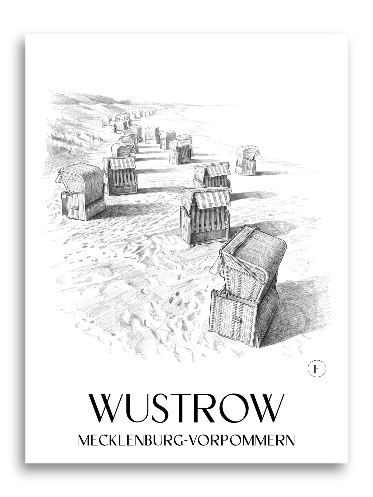 wustrow-mecklenburg-vorpommern-deutschland-poster-bleistift-zeichnung-drawing