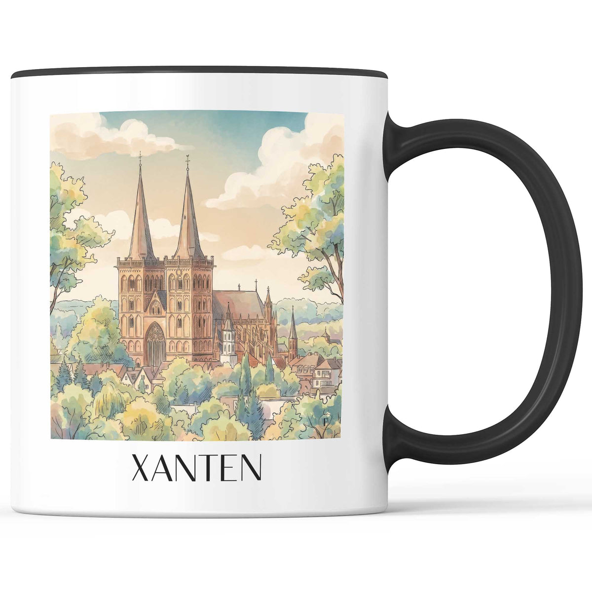 xanten-niederrhein-deutschland-kaffeebecher-aquarell
