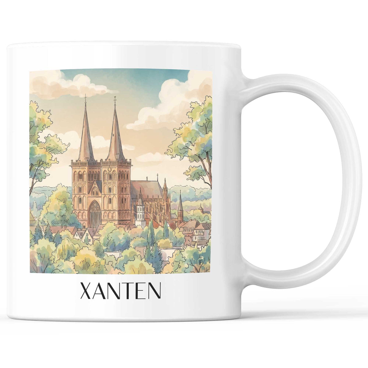 Xanten Kaffeebecher - Niederrhein - Deutschland Becher - Kaffeetasse im Aquarell Stil - favplace
