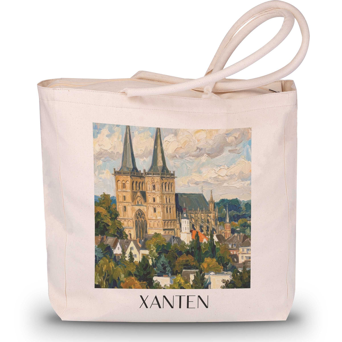 xanten-niederrhein-deutschland-einkaufstasche-oil-painting-oelgemaelde