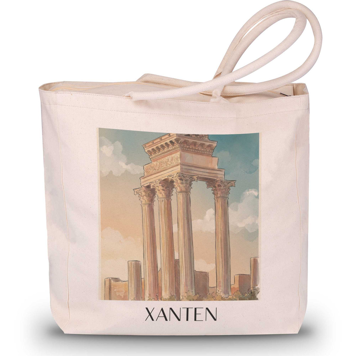 xanten-römerpark--deutschland-einkaufstasche-aquarell