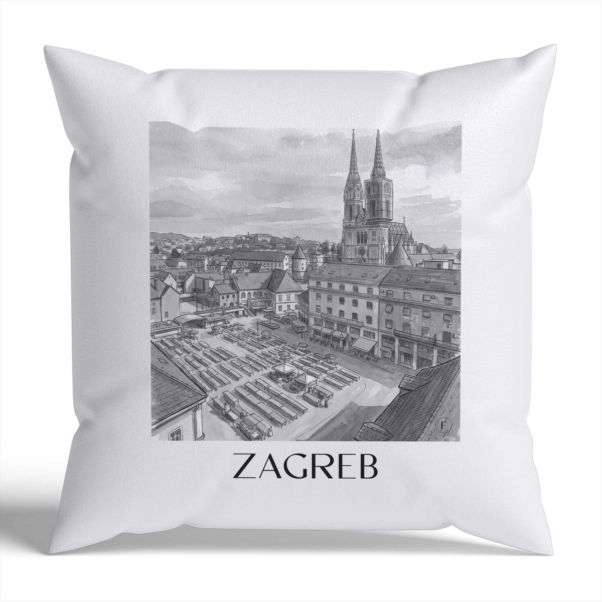 zagreb-kroatien-kroatien-kissenbezug-aquarell-schwarz-weiss