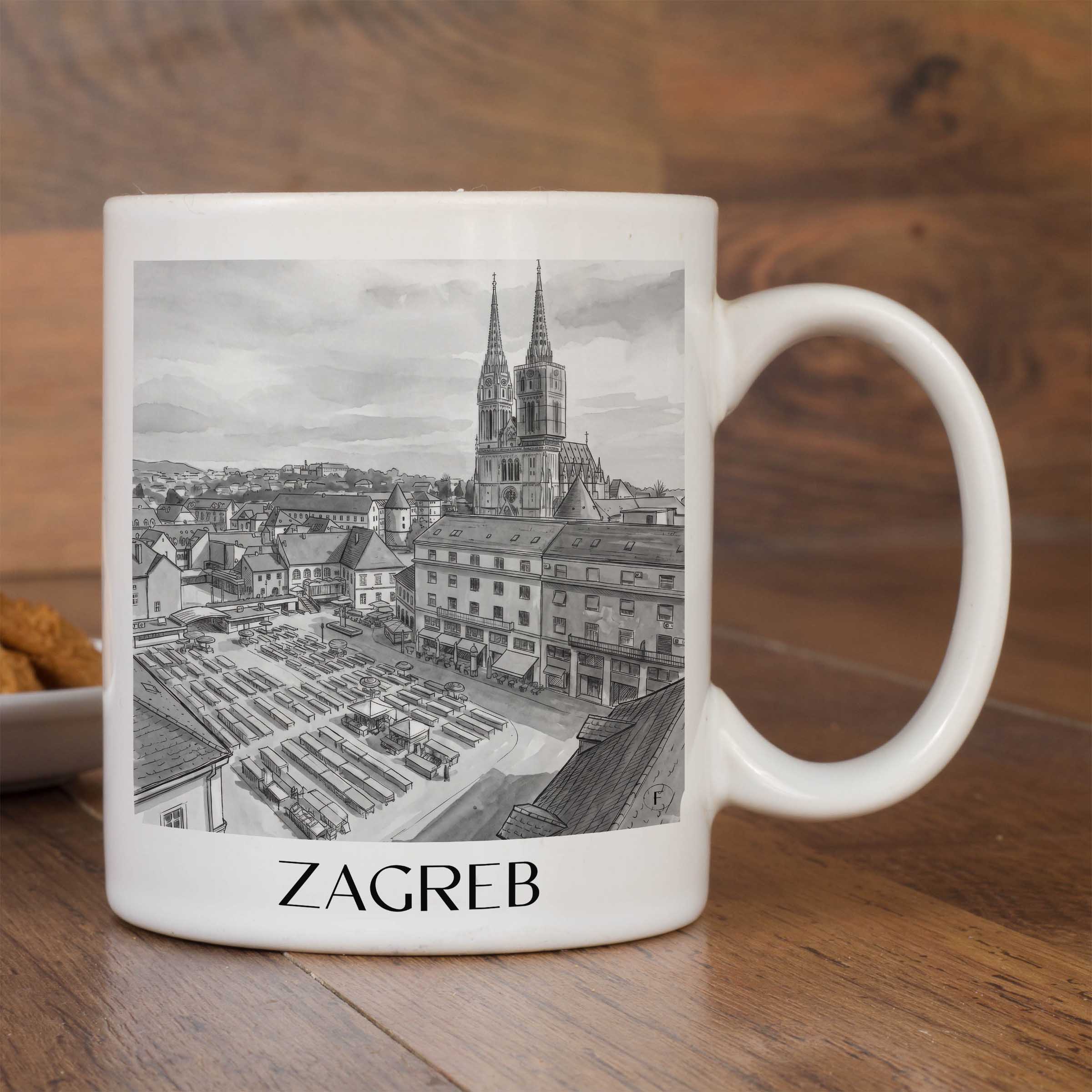zagreb-kroatien-kaffeebecher-aquarell-schwarz-weiss