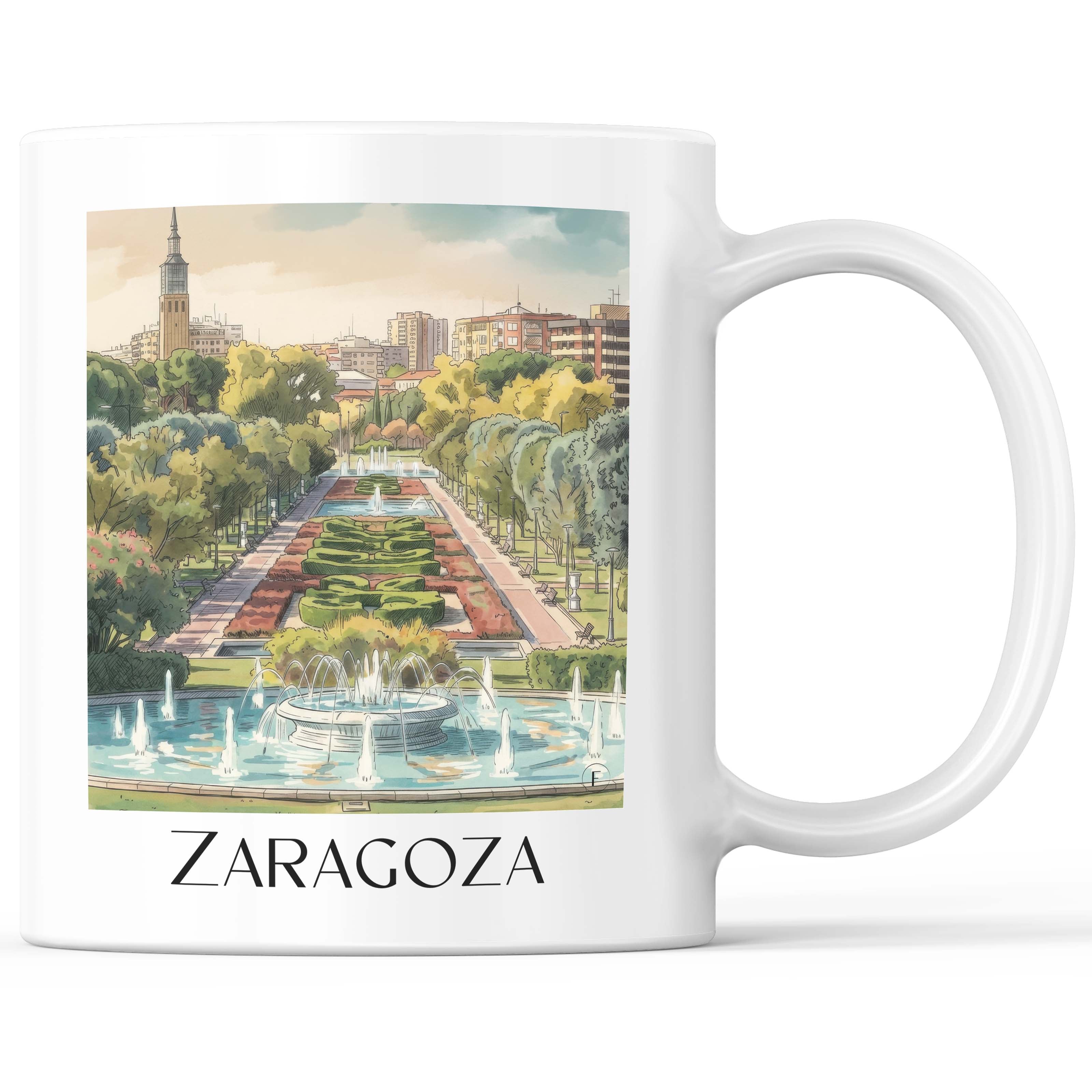 Zaragoza Kaffeebecher - Spanien - Spanien Becher - Kaffeetasse im Aquarell Stil - favplace