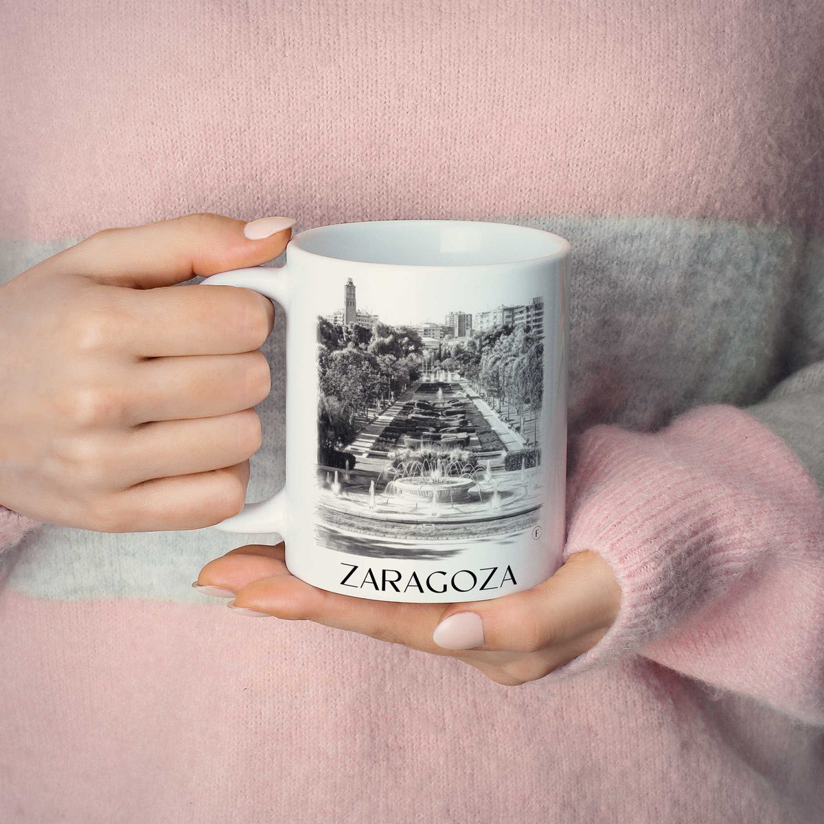 zaragoza-spanien-spanien-kaffeebecher-bleistift-zeichnung-drawing