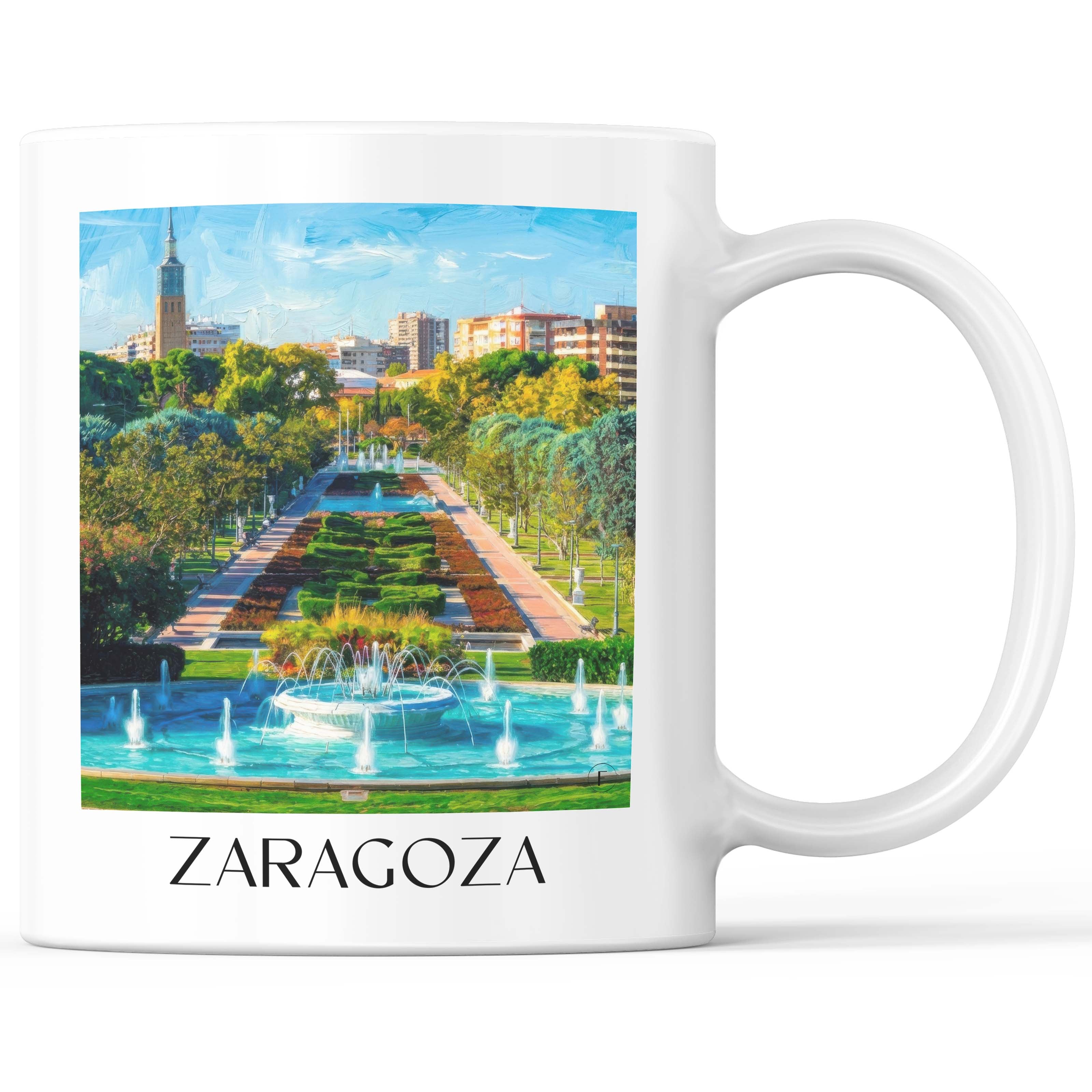 Zaragoza Kaffeebecher - Spanien - Spanien und Spanien Becher - Kaffeetasse im Ölgemälde Stil - favplace