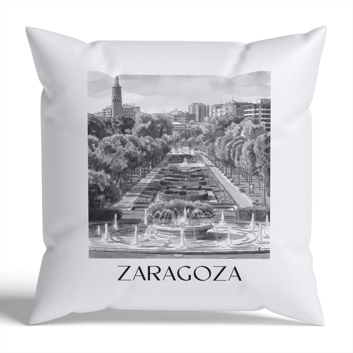 zaragoza-spanien-spanien-kissenbezug-aquarell-schwarz-weiss