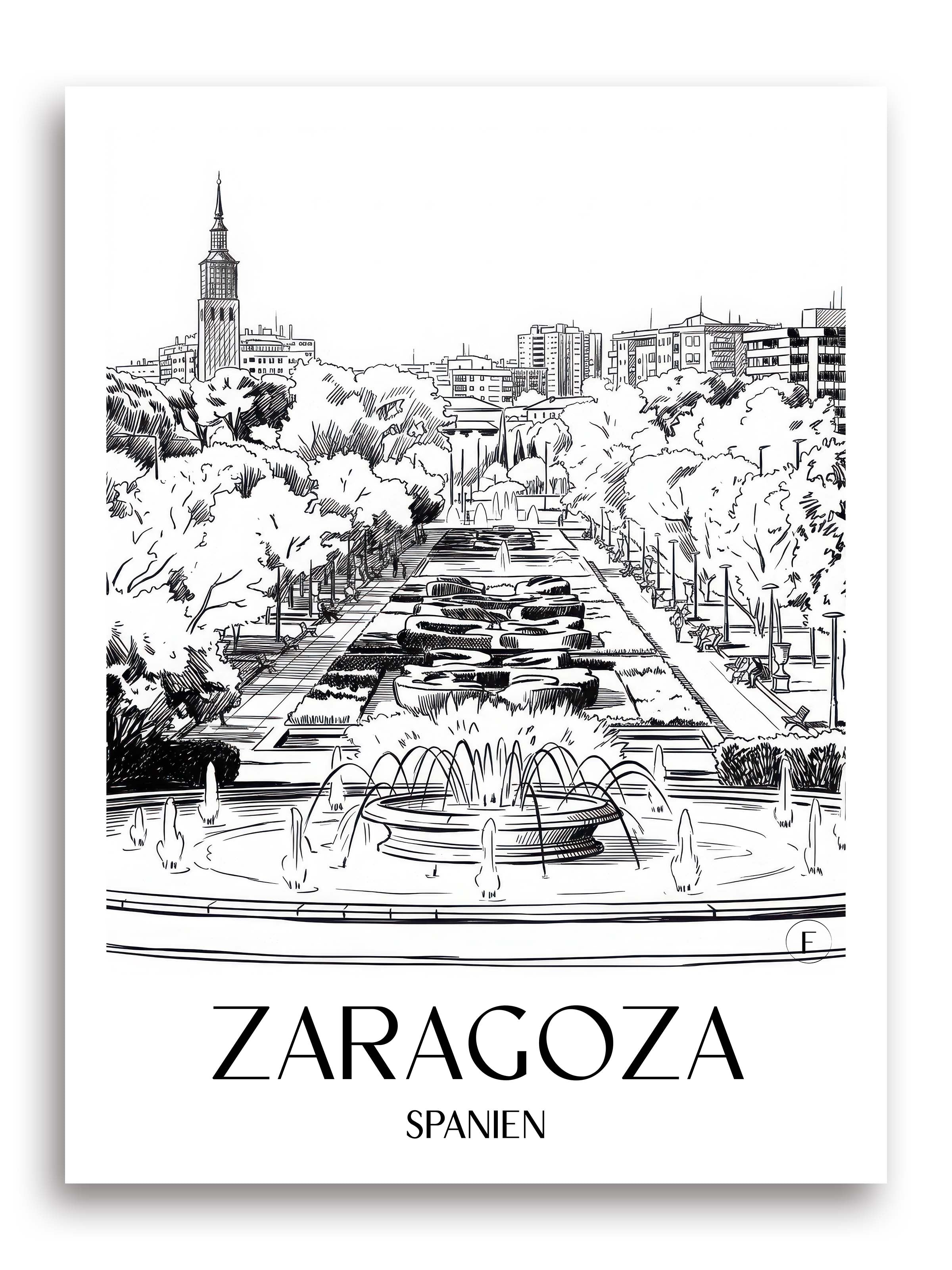 zaragoza-spanien-spanien-poster-skizze